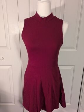Forever 21 Berry Cotton Blend Sleeveless Dress